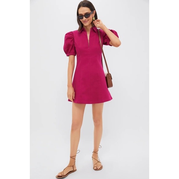 Tuckernuck HYACINTH HOUSE Raspberry Front Zip Denim Mini Dress size S NWT - Picture 2 of 7